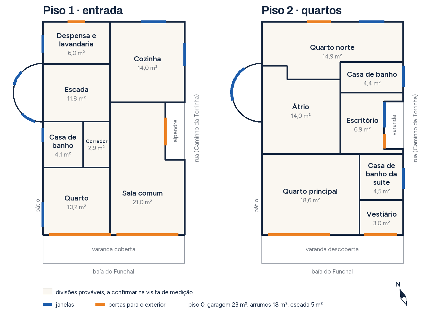 Planta provável dos pisos 1 e 2